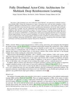 Fully Distributed Actor-Critic Architecture for Multitask Deep
  Reinforcement Learning