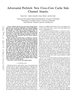Adversarial Prefetch: New Cross-Core Cache Side Channel Attacks