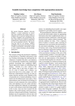 Scalable knowledge base completion with superposition memories