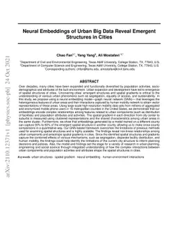Neural Embeddings of Urban Big Data Reveal Emergent Structures in Cities
