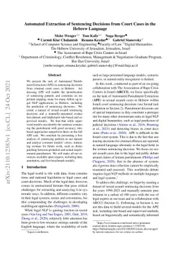 Automated Extraction of Sentencing Decisions from Court Cases in the
  Hebrew Language