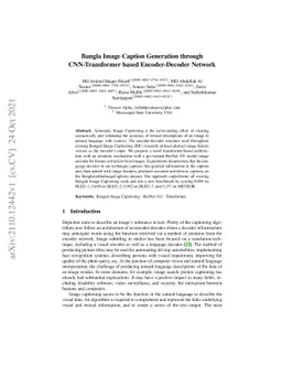 Bangla Image Caption Generation through CNN-Transformer based
  Encoder-Decoder Network