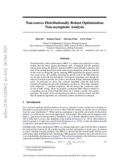 Non-convex Distributionally Robust Optimization: Non-asymptotic Analysis