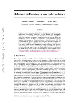 Robustness via Uncertainty-aware Cycle Consistency