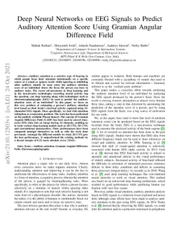 Deep Neural Networks on EEG Signals to Predict Auditory Attention Score
  Using Gramian Angular Difference Field