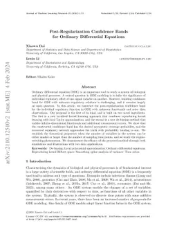 Post-Regularization Confidence Bands for Ordinary Differential Equations