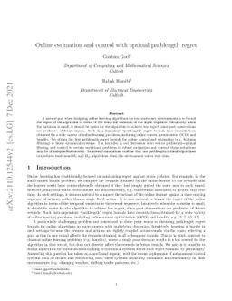 Online estimation and control with optimal pathlength regret