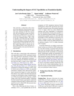 Understanding the Impact of UGC Specificities on Translation Quality