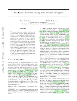 Fast Rank-1 NMF for Missing Data with KL Divergence