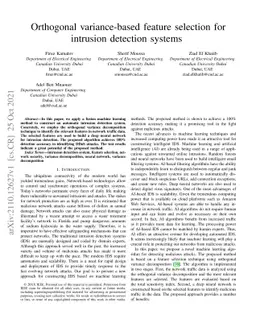 Orthogonal variance-based feature selection for intrusion detection
  systems