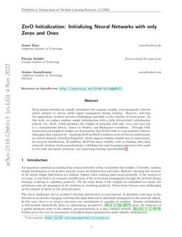 ZerO Initialization: Initializing Neural Networks with only Zeros and
  Ones