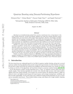 Quantum Boosting using Domain-Partitioning Hypotheses
