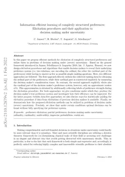 Information efficient learning of complexly structured preferences:
  Elicitation procedures and their application to decision making under
  uncertainty