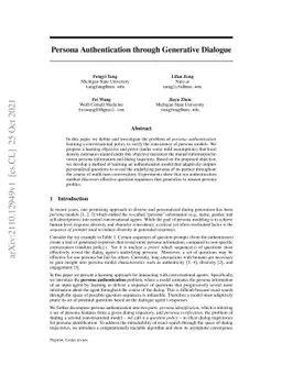 Persona Authentication through Generative Dialogue