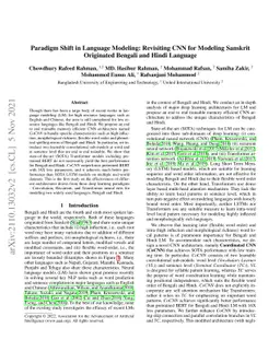 Paradigm Shift in Language Modeling: Revisiting CNN for Modeling
  Sanskrit Originated Bengali and Hindi Language
