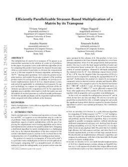 Efficiently Parallelizable Strassen-Based Multiplication of a Matrix by
  its Transpose