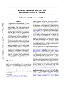 Exploiting Redundancy: Separable Group Convolutional Networks on Lie
  Groups