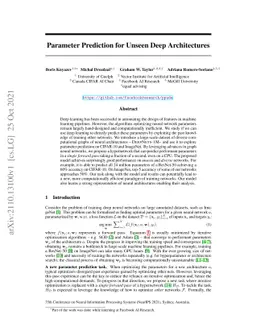 Parameter Prediction for Unseen Deep Architectures