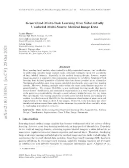 Generalized Multi-Task Learning from Substantially Unlabeled
  Multi-Source Medical Image Data