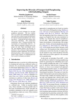 Improving the Diversity of Unsupervised Paraphrasing with Embedding
  Outputs