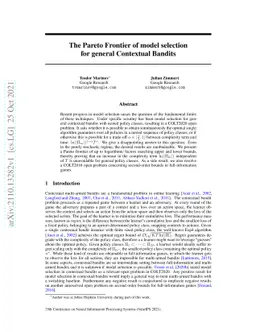 The Pareto Frontier of model selection for general Contextual Bandits