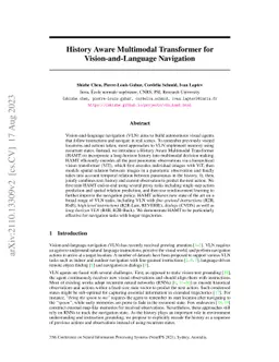 History Aware Multimodal Transformer for Vision-and-Language Navigation