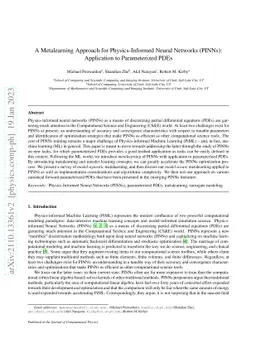 A Metalearning Approach for Physics-Informed Neural Networks (PINNs):
  Application to Parameterized PDEs