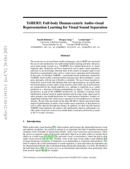 TriBERT: Full-body Human-centric Audio-visual Representation Learning
  for Visual Sound Separation