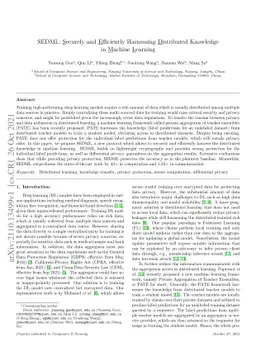 SEDML: Securely and Efficiently Harnessing Distributed Knowledge in
  Machine Learning