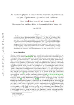 An extended physics informed neural network for preliminary analysis of
  parametric optimal control problems