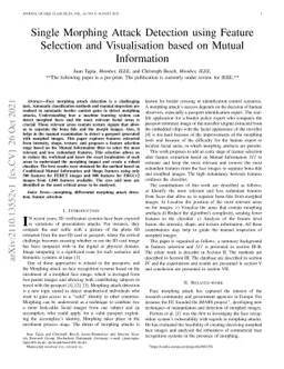 Single Morphing Attack Detection using Feature Selection and
  Visualisation based on Mutual Information