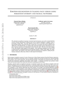 Emotion recognition in talking-face videos using persistent entropy and
  neural networks