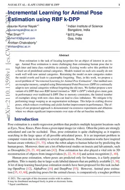 Incremental Learning for Animal Pose Estimation using RBF k-DPP
