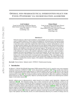 Optimal non-pharmaceutical intervention policy for Covid-19 epidemic via
  neuroevolution algorithm