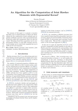 An algorithm for the computation of joint Hawkes moments with
  exponential kernel