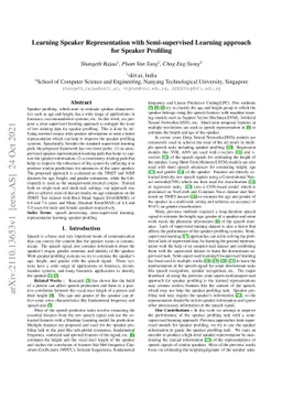 Learning Speaker Representation with Semi-supervised Learning approach
  for Speaker Profiling