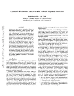 Geometric Transformer for End-to-End Molecule Properties Prediction