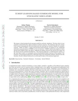 A deep learning based surrogate model for stochastic simulators