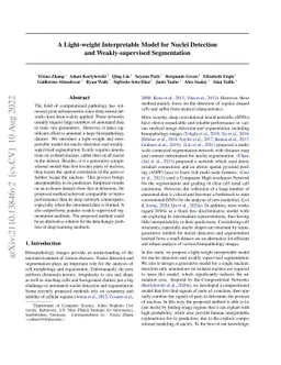 A Light-weight Interpretable Compositional Model for Nuclei Detection
  and Weakly-Supervised Segmentation
