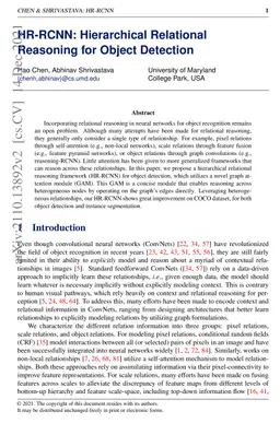 HR-RCNN: Hierarchical Relational Reasoning for Object Detection