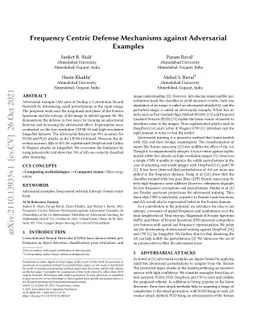 Frequency Centric Defense Mechanisms against Adversarial Examples