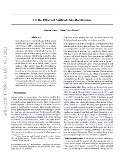 On the Effects of Artificial Data Modification
