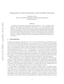 Nonparametric Matrix Estimation with One-Sided Covariates