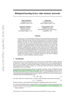 Biological learning in key-value memory networks