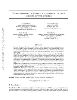 Video-based fully automatic assessment of open surgery suturing skills