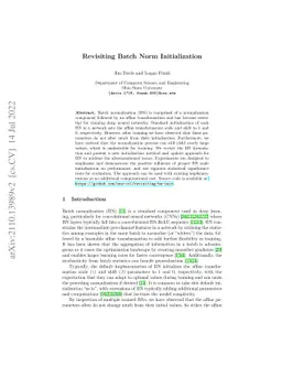 Revisiting Batch Norm Initialization