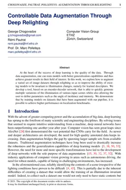 Controllable Data Augmentation Through Deep Relighting