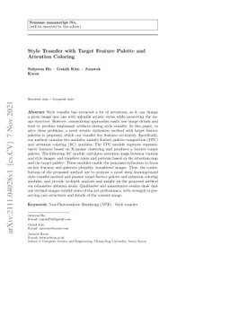 Style Transfer with Target Feature Palette and Attention Coloring