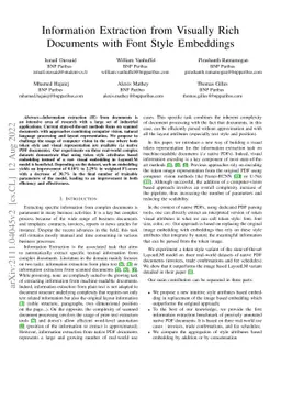 Information Extraction from Visually Rich Documents with Font Style
  Embeddings