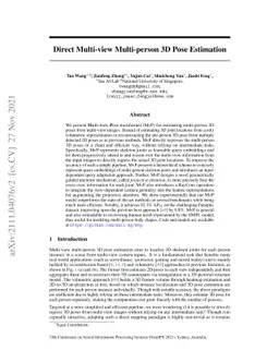 Direct Multi-view Multi-person 3D Pose Estimation